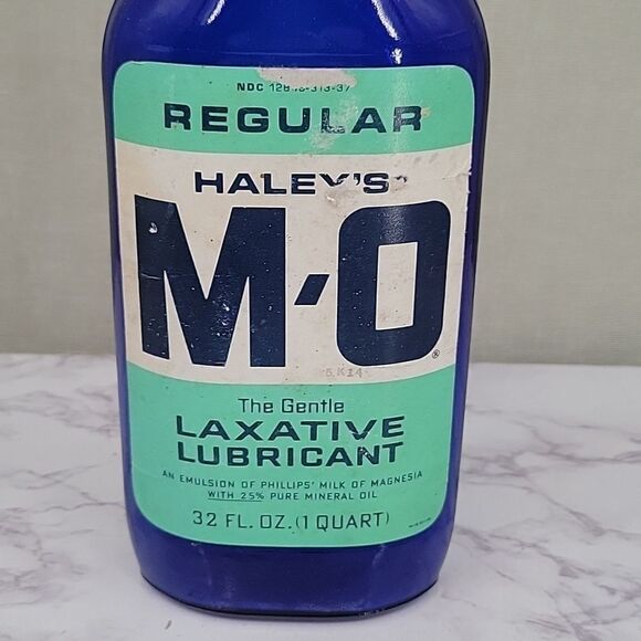 HALEY'S MO Antique Blue Glass Bottle with paper label and Metal lid - Picture 4 of 8